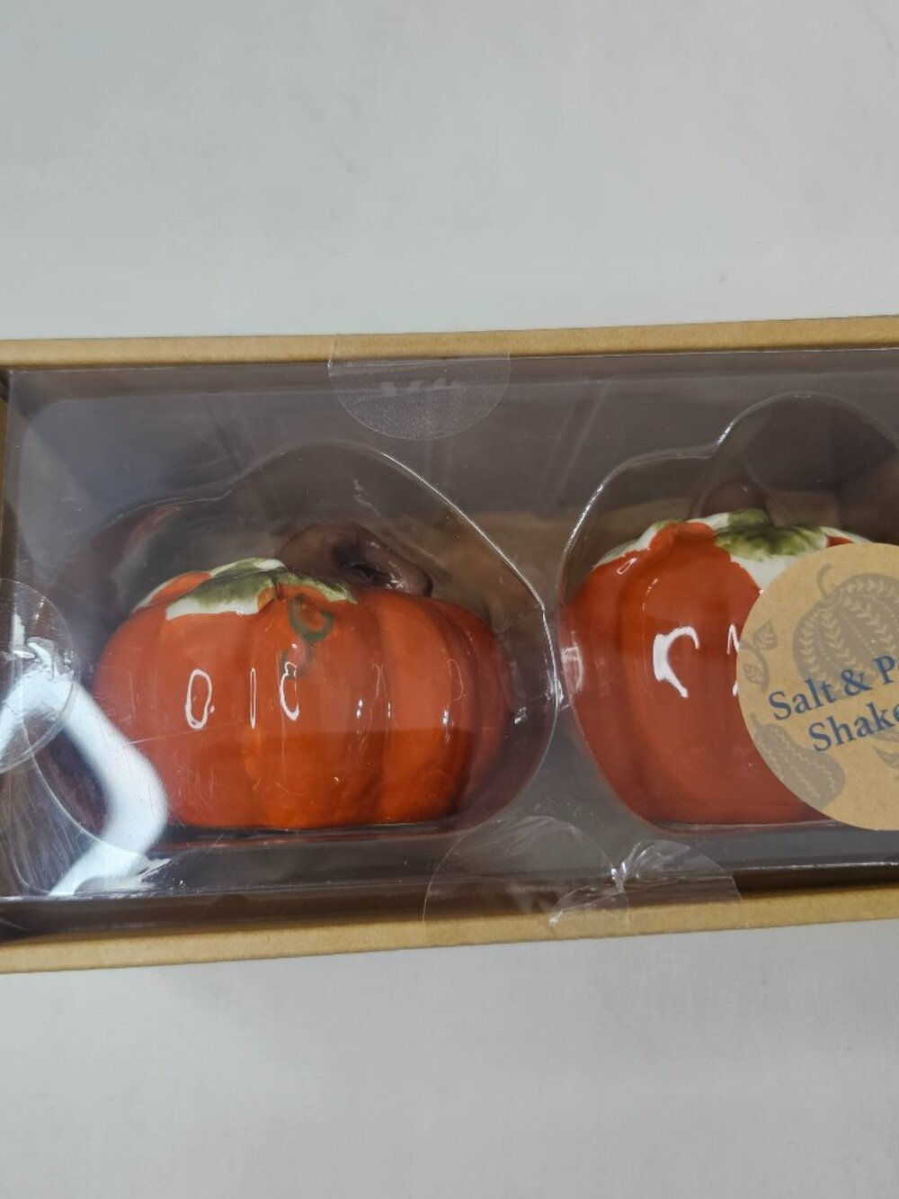 Harvest Falls Pumpkin Salt And Pepper Shaker Set Ceramic New In Box
